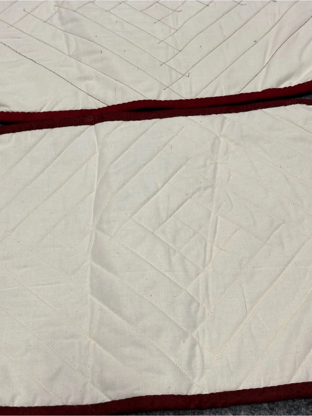 Hand Crafted Log Cabin Design Quilted Placemat Pair